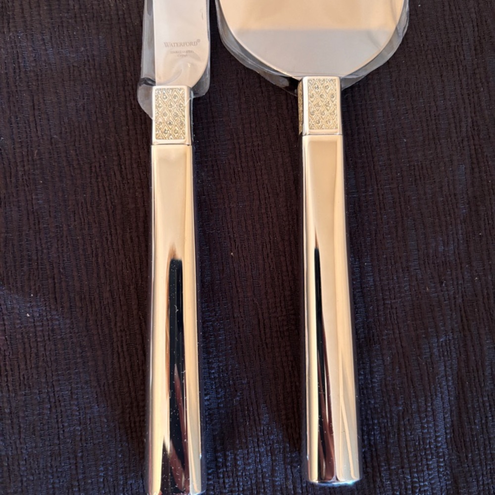 Waterford Lismore Diamond Silver Cake Knife and Server Set NIB - Picture 5 of 16